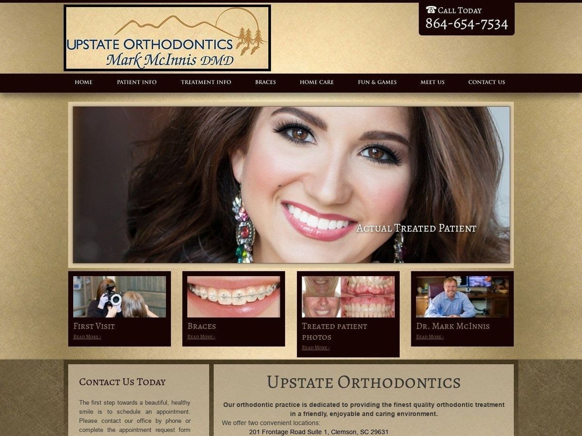 Upstate Orthodontics Website Screenshot from upstateortho.com