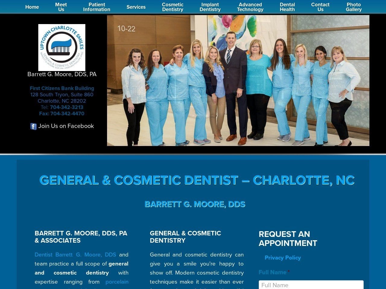 Barrett G. Moore DDS PA & Associates Website Screenshot from uptowncharlottesmiles.com