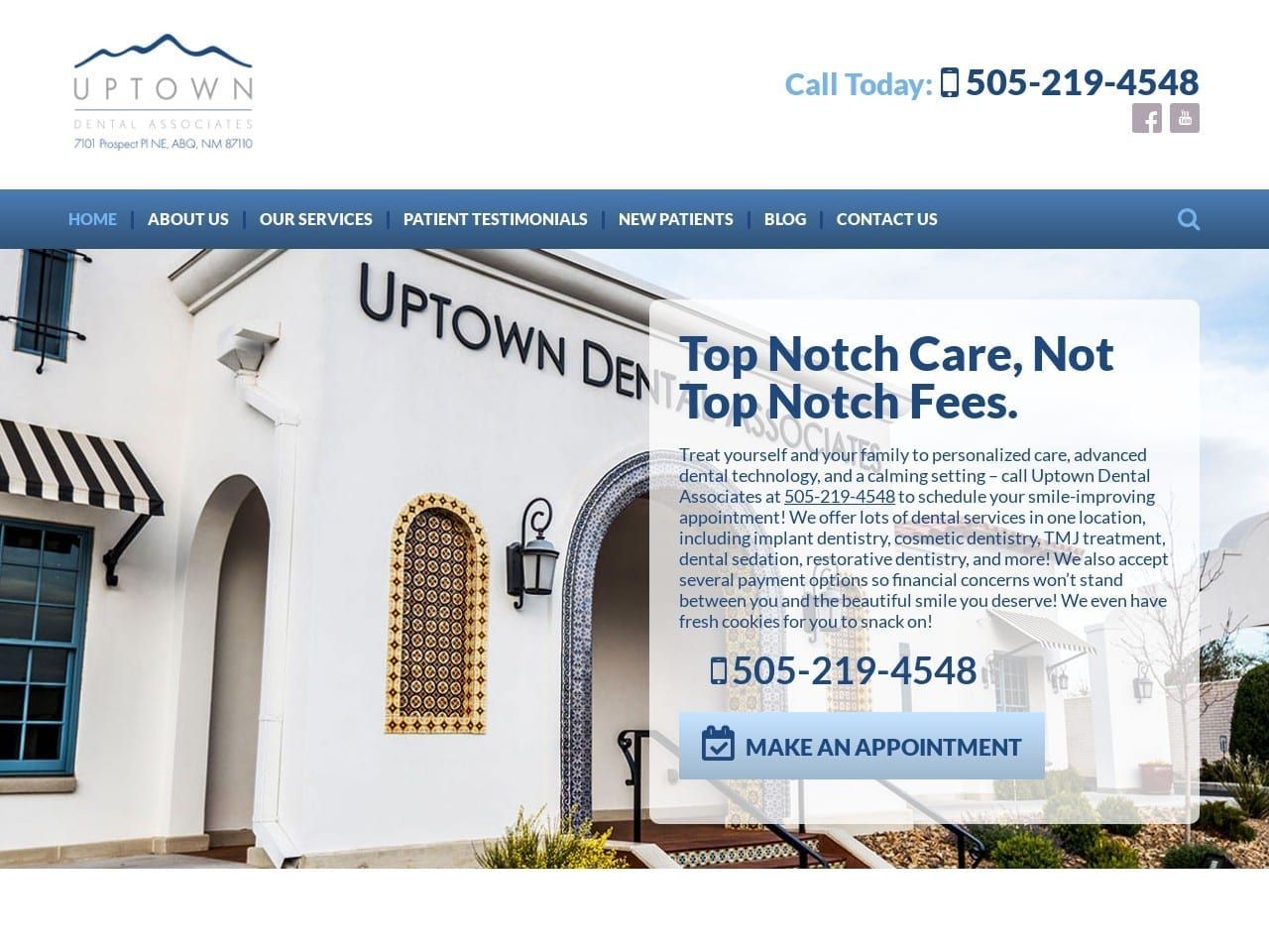 Uptown Dental Associates Website Screenshot from uptowndentalassociates.com