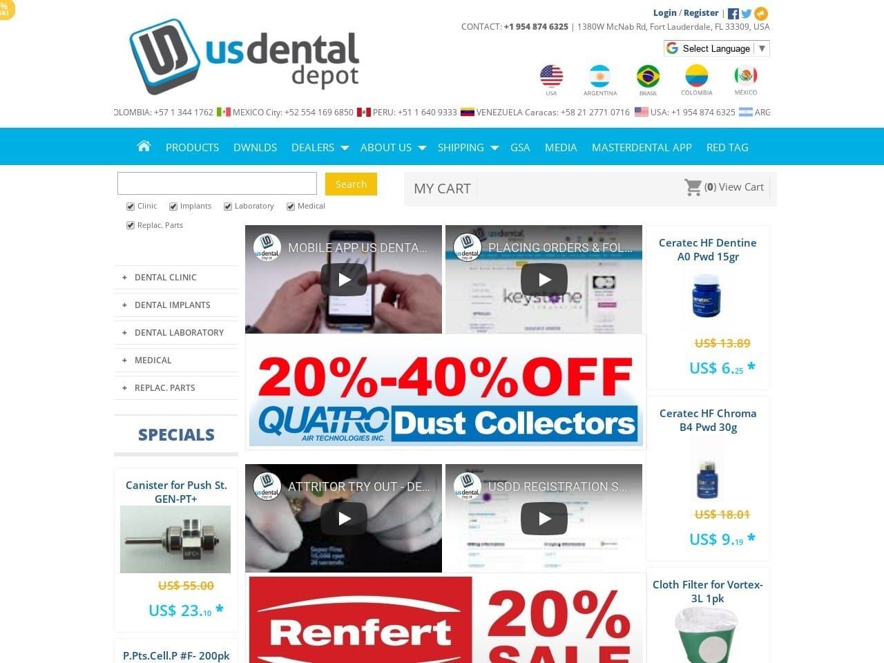 Dental Supplies Dentist Website Screenshot from usdentaldepot.com