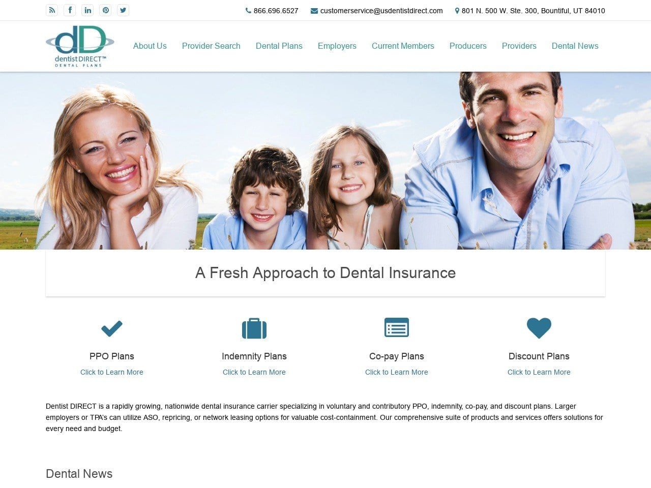 Dentist Website Screenshot from usdentistdirect.com