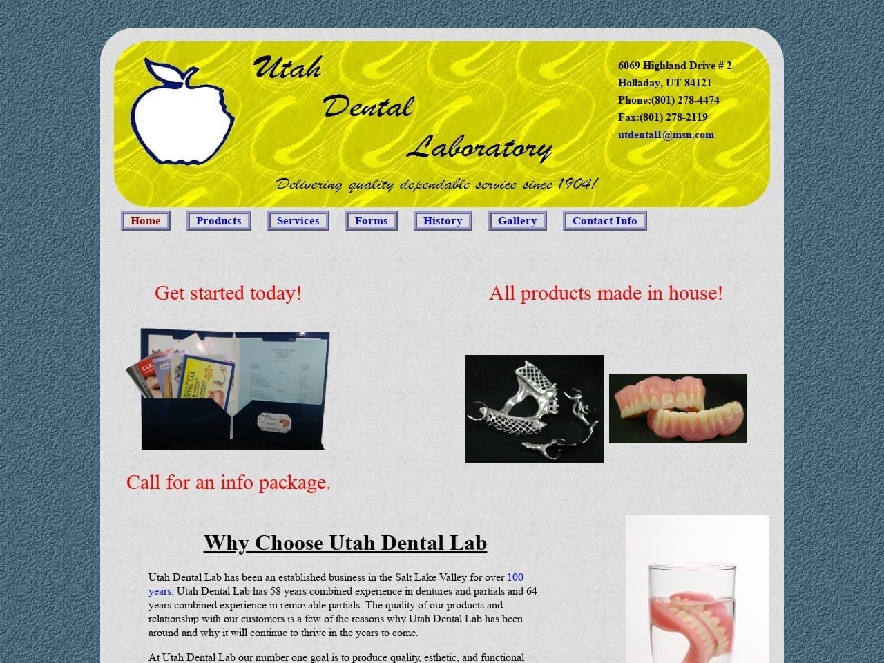Utah Dental  Lab Website Screenshot from utahdentallab.com