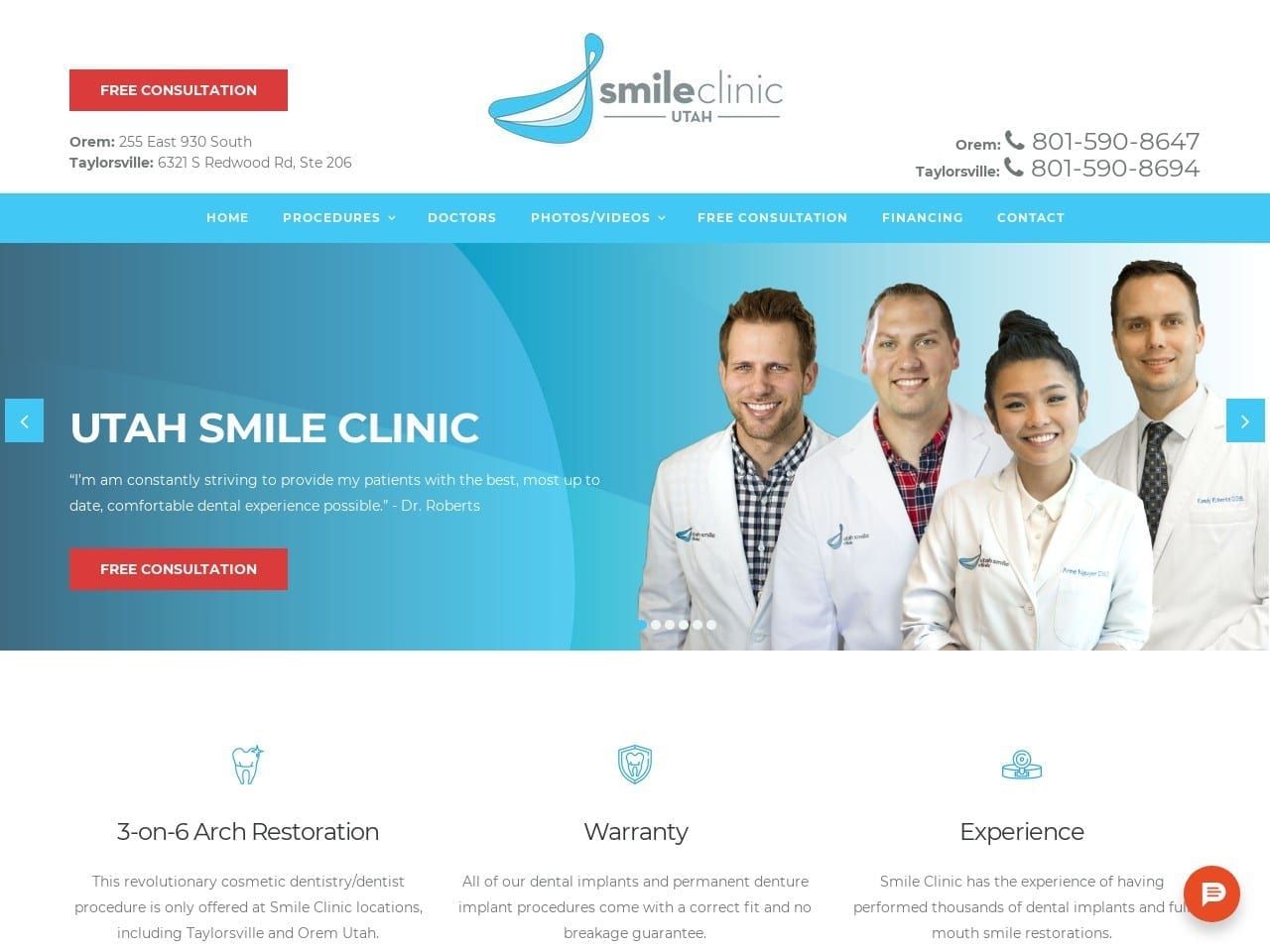 Utah Smile Clinic Website Screenshot from utahsmileclinic.com