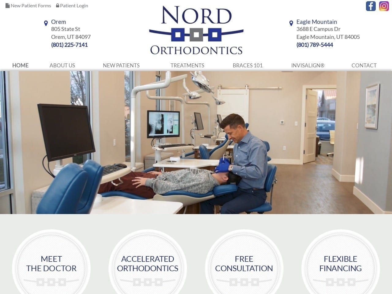 Nord Orthodontics Website Screenshot from utahvalleybraces.com