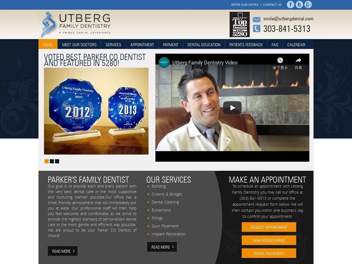 Utberg Robert F DDS Website Screenshot from utbergdental.com