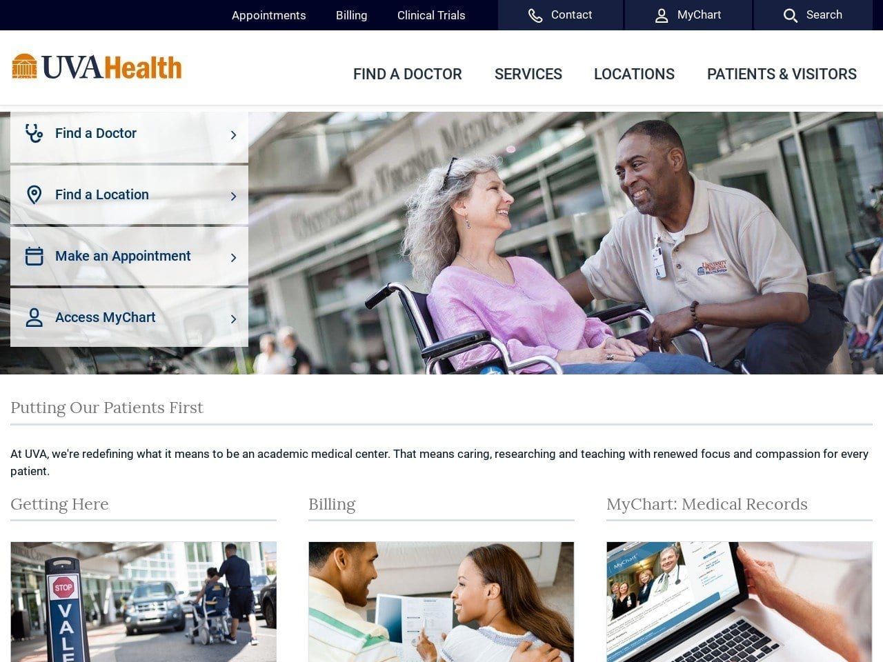 University of Virginia Health System Dentistry Website Screenshot from uvahealth.com