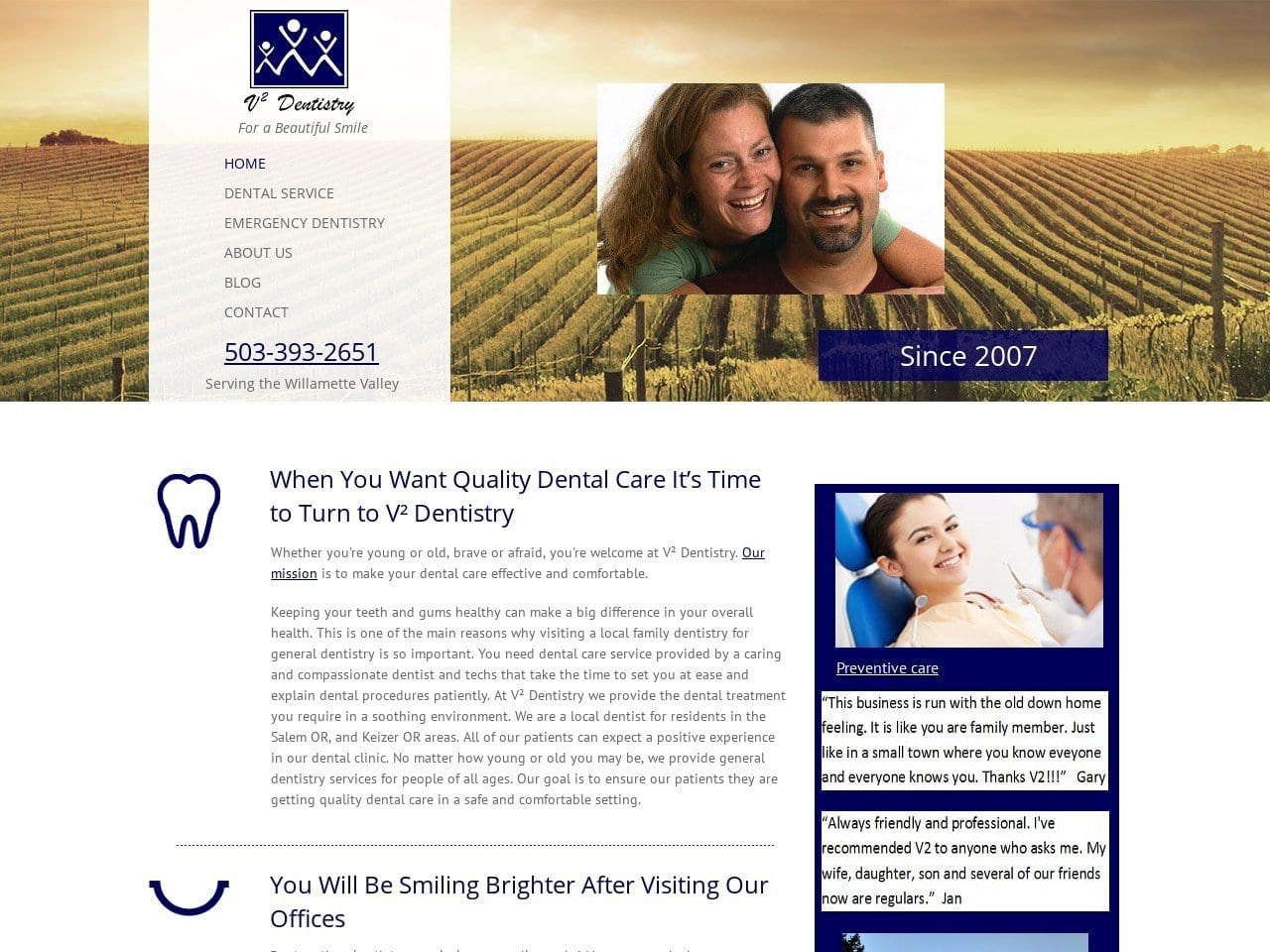 V2 Dentistry Website Screenshot from v2dentistry.com