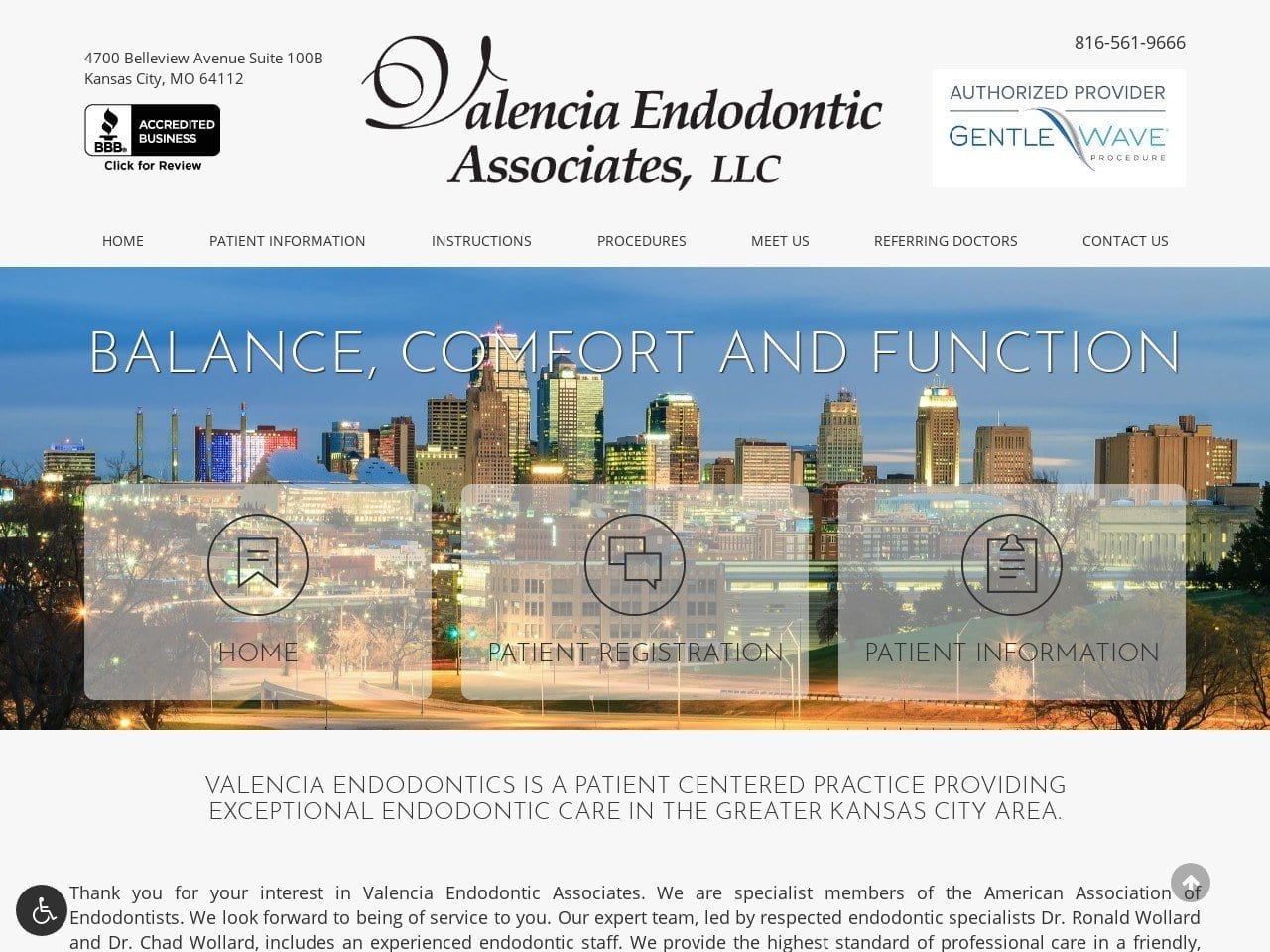 Valencia Endodontic Associates Website Screenshot from valenciaendodontics.com