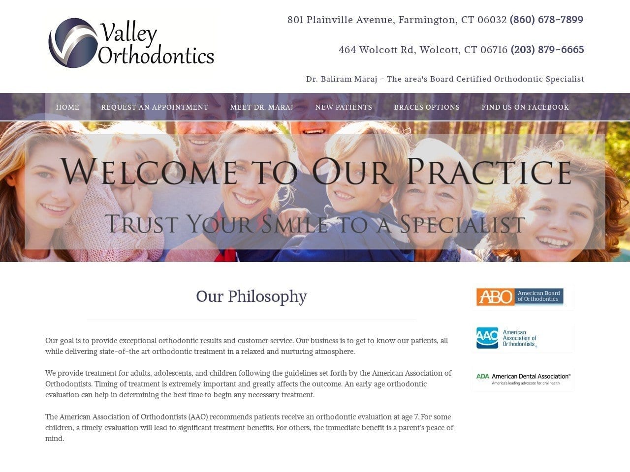 Valley Orthodontics Website Screenshot from valley-ortho.com