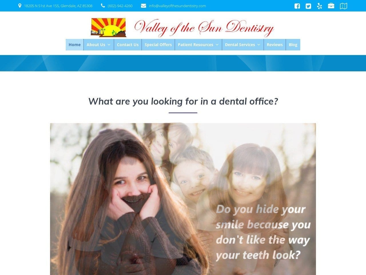 Valley Of The Sun Dentist Website Screenshot from valleyofthesundentistry.com