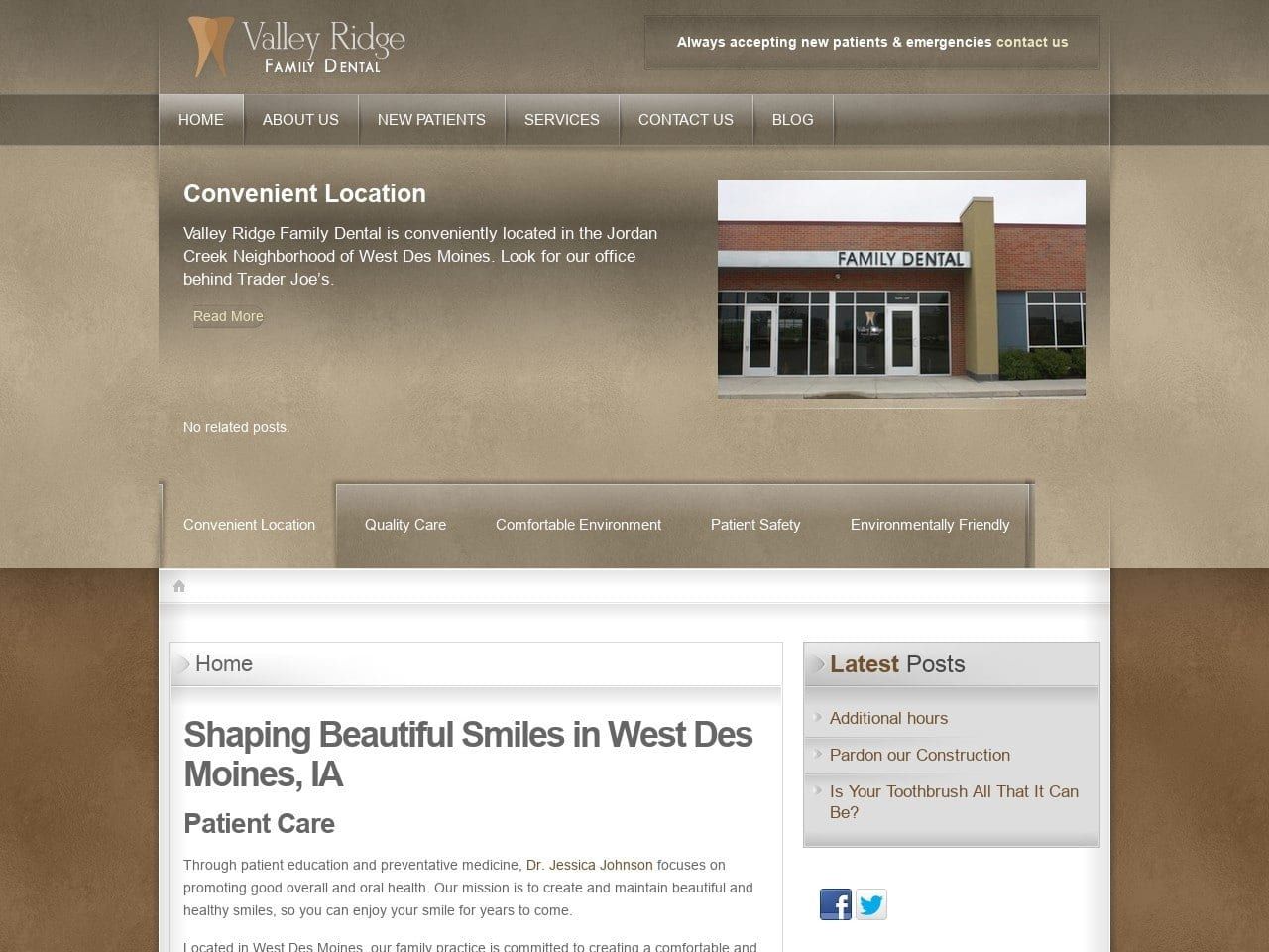 Valley Ridge Family Dental Website Screenshot from valleyridgefamilydental.com
