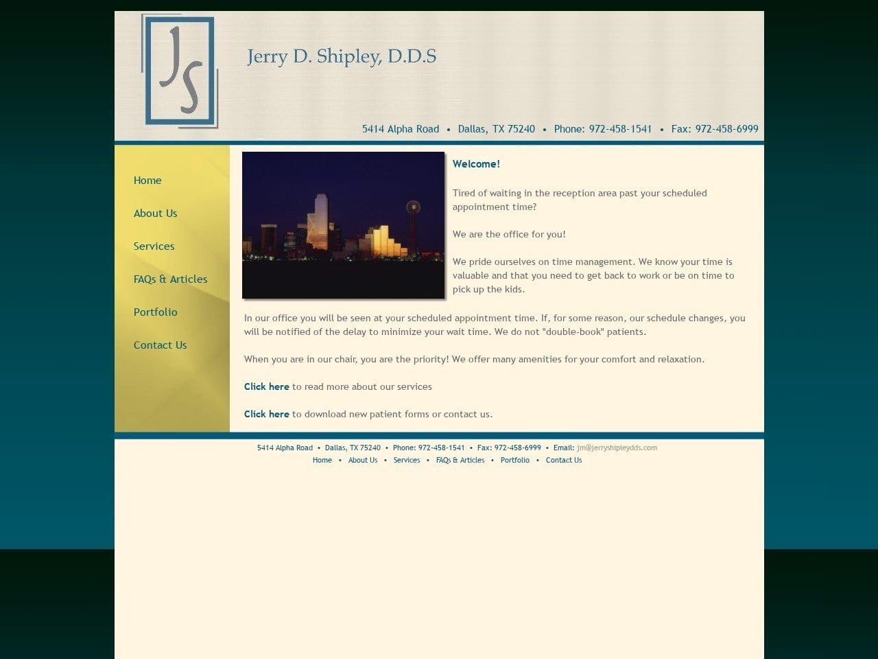 Dr. Jerry D. Shipley DDS Website Screenshot from valleyviewdental.com