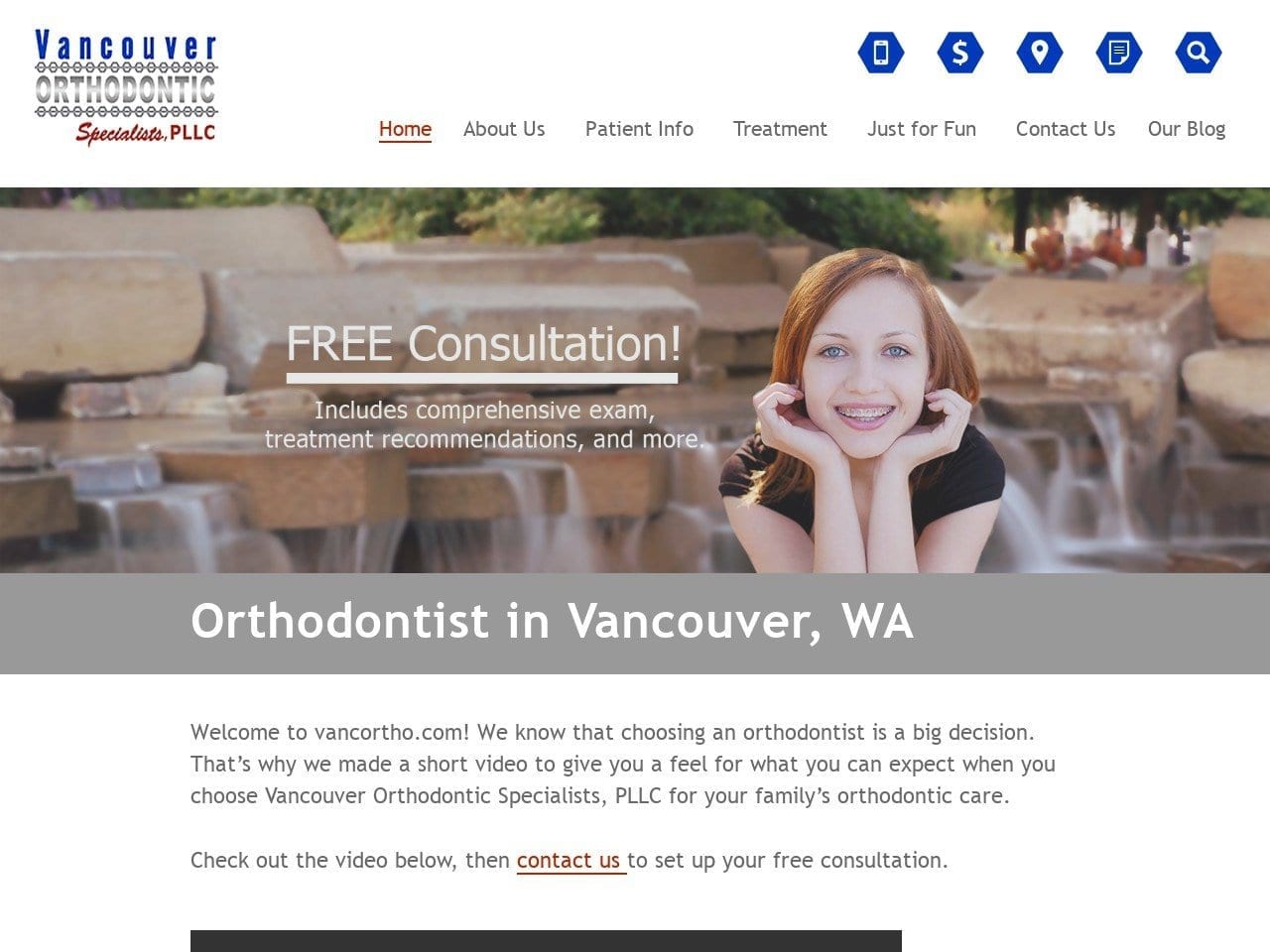 Vancouver Orthodontic Specialists PLLC Website Screenshot from vancortho.com