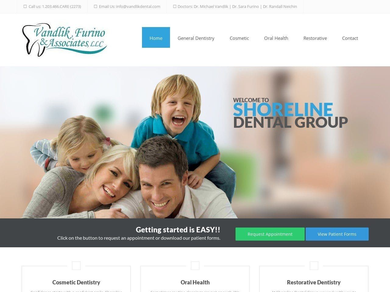 Shoreline Dental Group Website Screenshot from vandlikdental.com
