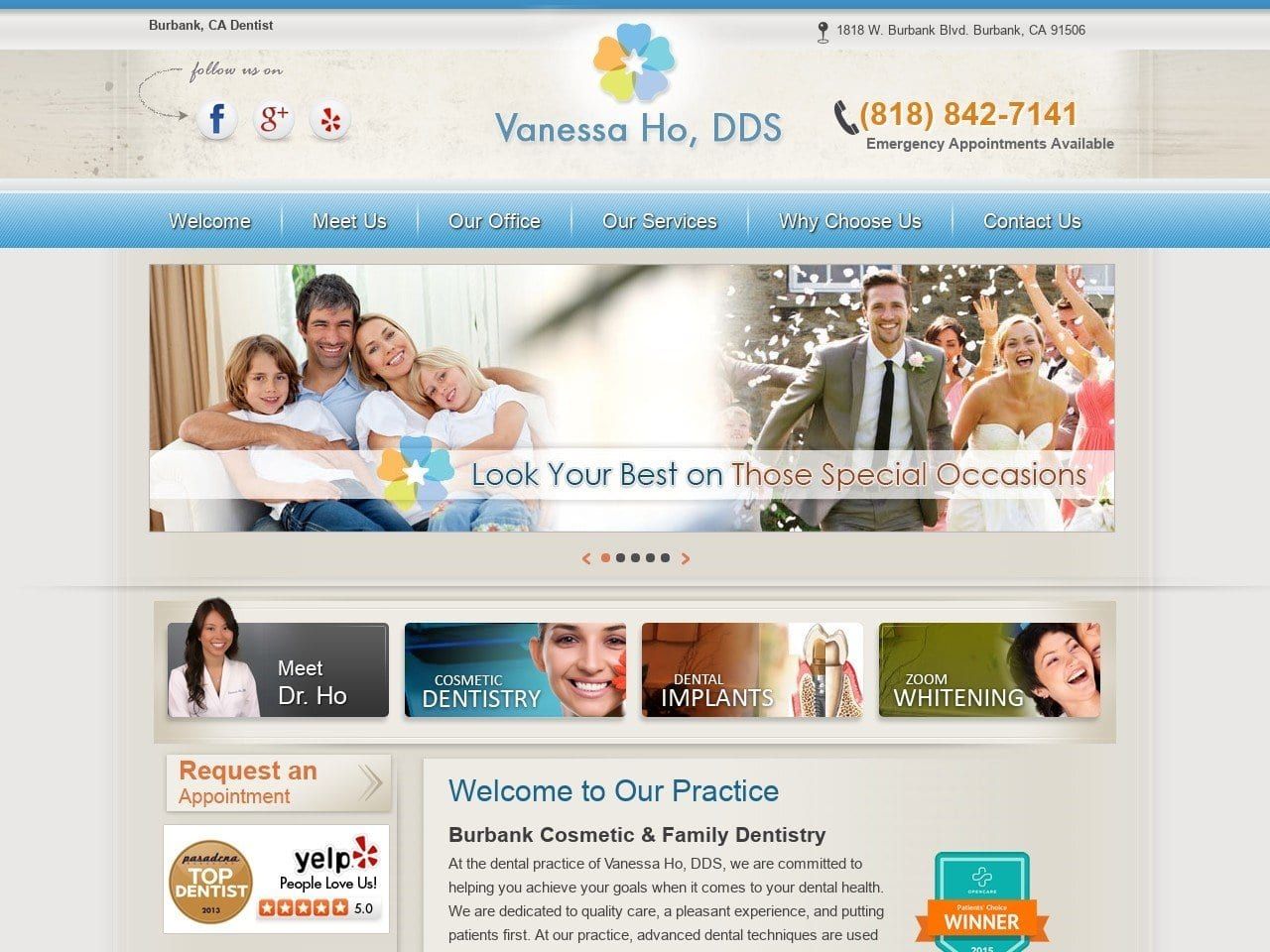 Vanessa Ho DDS Website Screenshot from vanessahodds.com