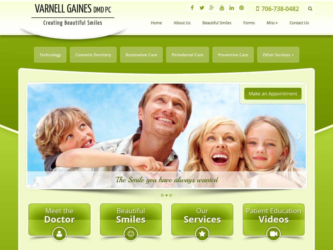 Varnell Gaines Dentist Website Screenshot from varnellgainesdmd.com