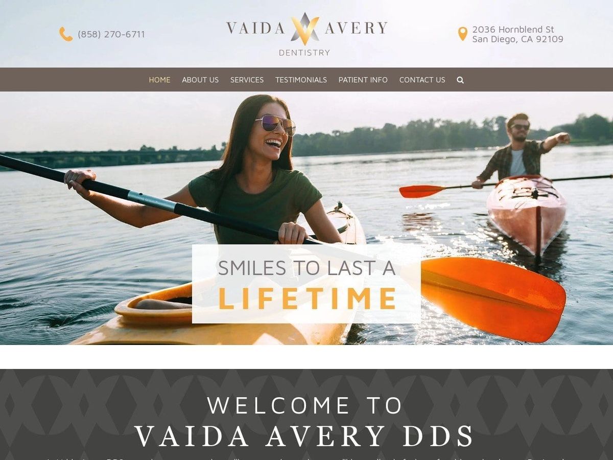 Vaida Avery DDS Website Screenshot from vaverydds.com