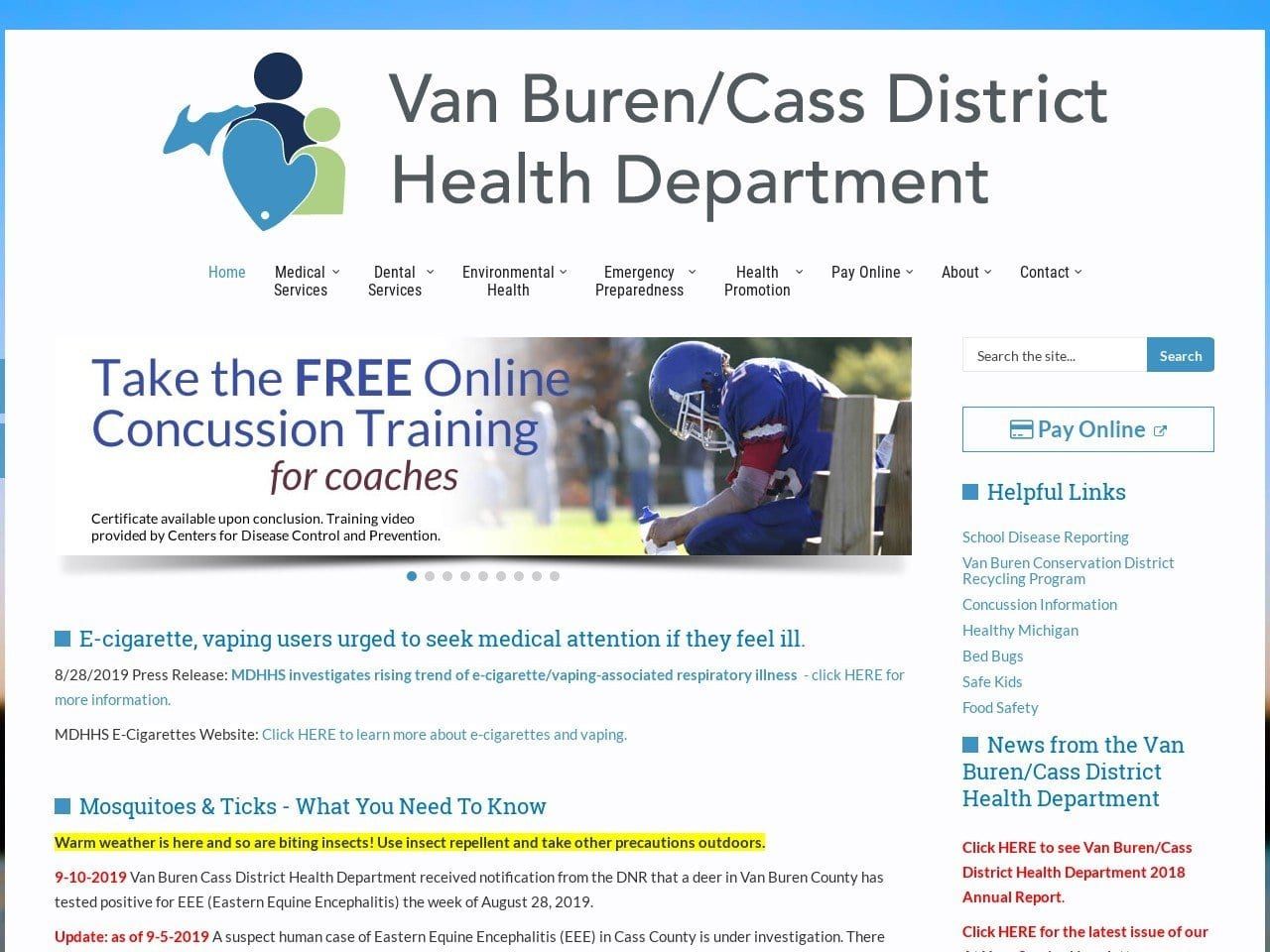 Van Buren County Public Health Website Screenshot from vbcassdhd.org