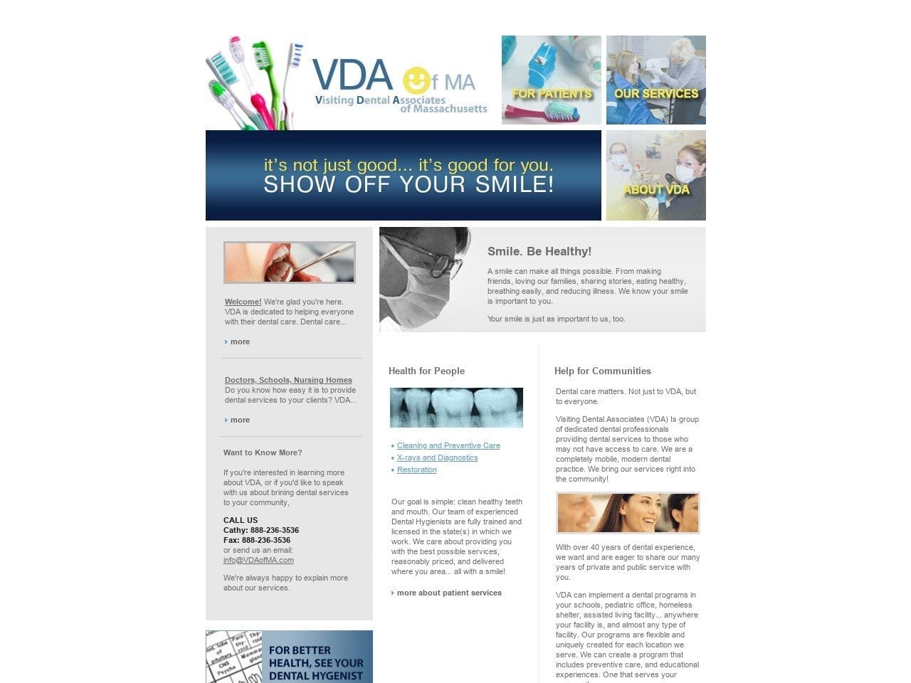 Visiting Dental Associates of Massachusetts Website Screenshot from vdaofma.com