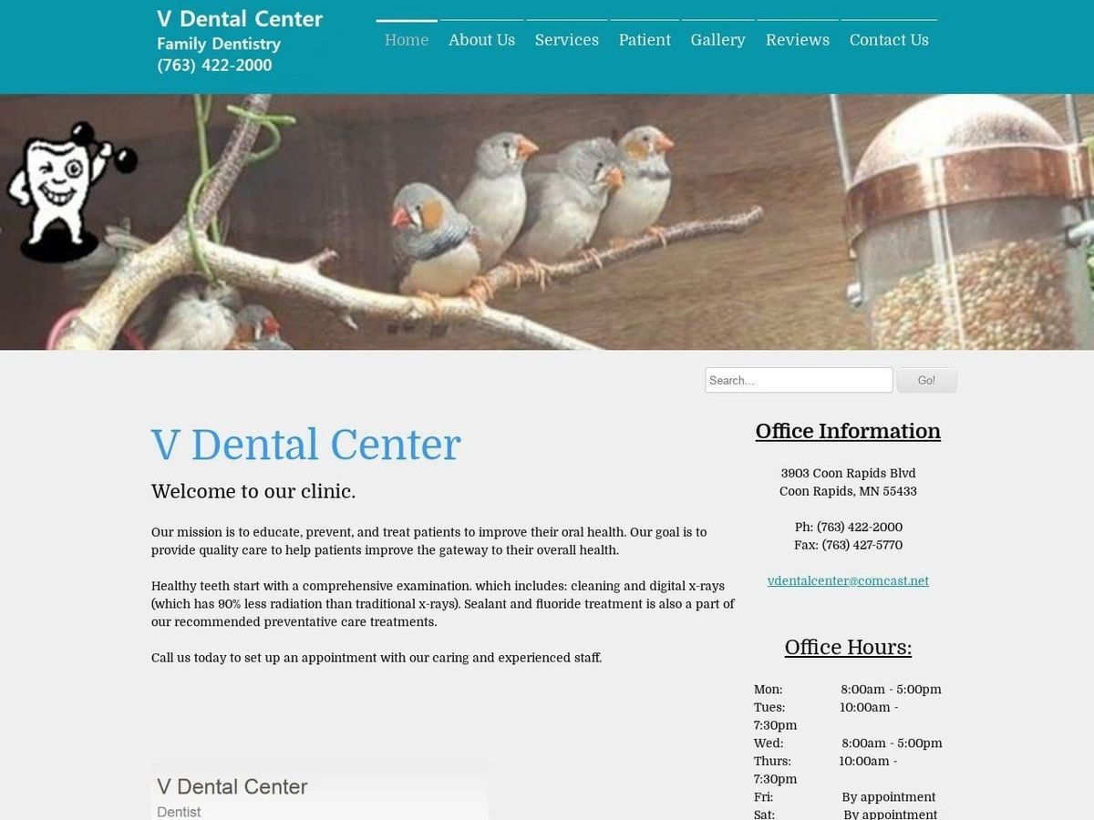 V Dental Center Website Screenshot from vdentalcenter.com