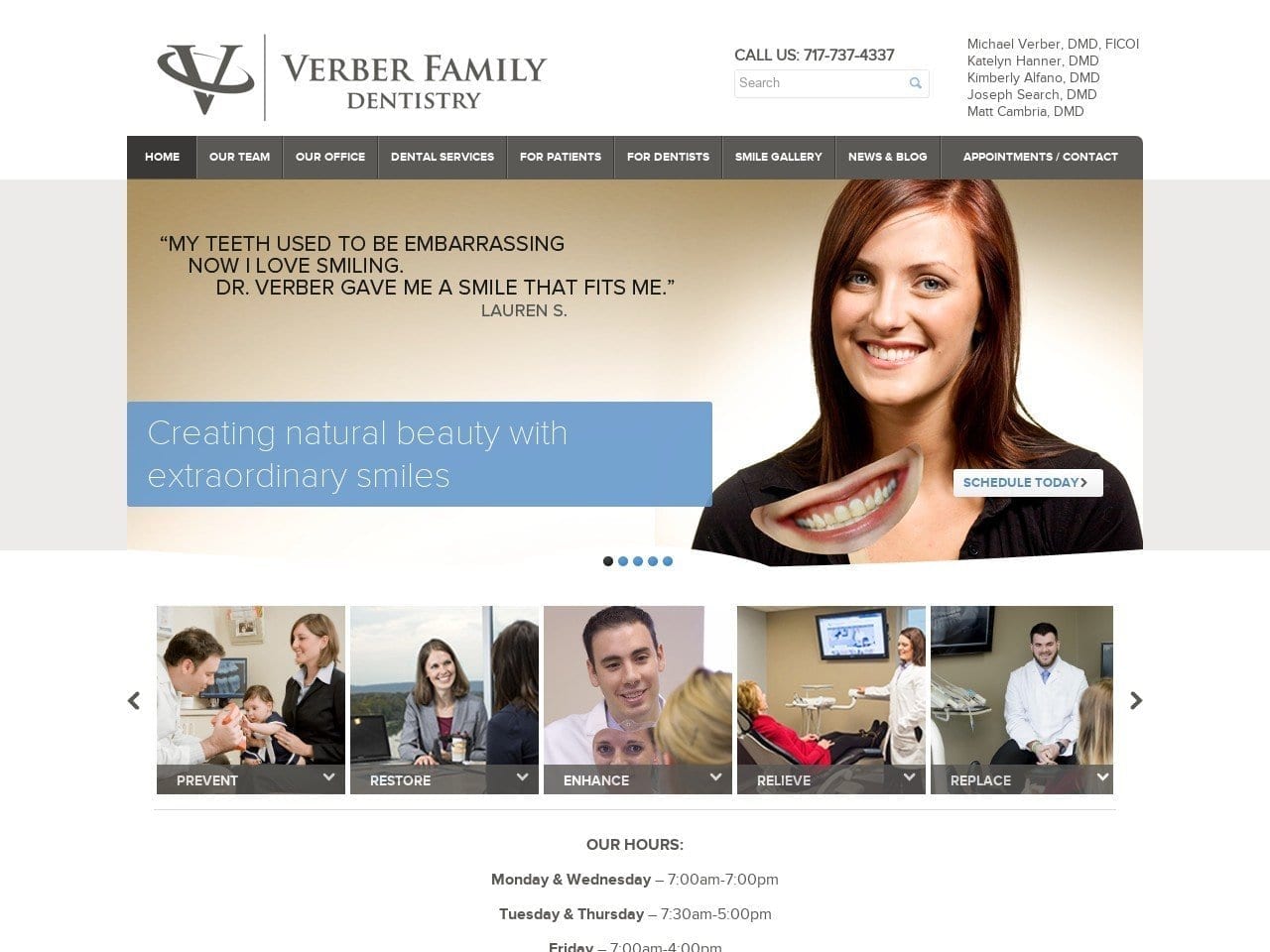 Verber Family Dentist Website Screenshot from verberdental.com