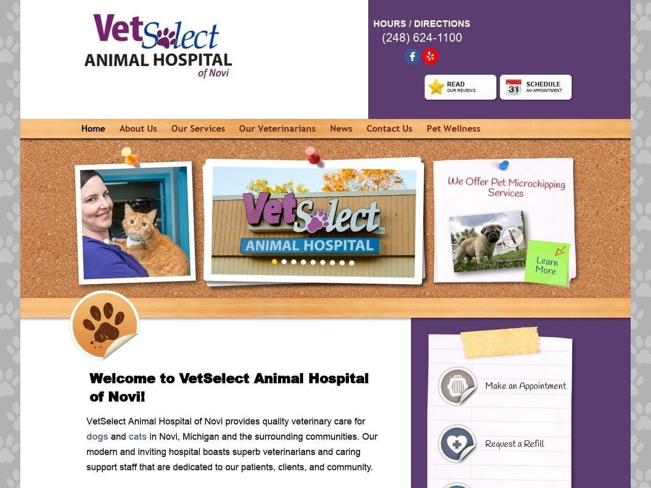Vet Select Animal Hospital Website Screenshot from vetselect.com