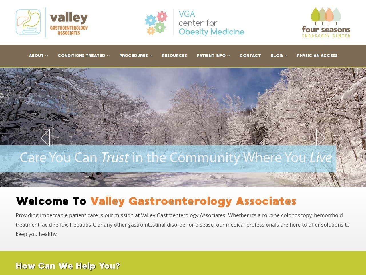 Valley Gastroenterology Website Screenshot from vgafourseasons.com