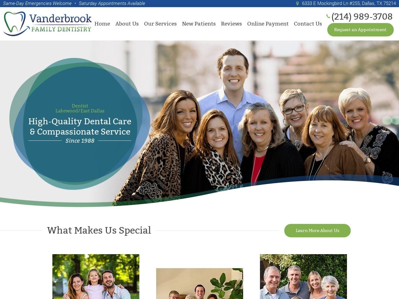 Vanderbrook And Hoppe Dentist Website Screenshot from vhdentistry.com