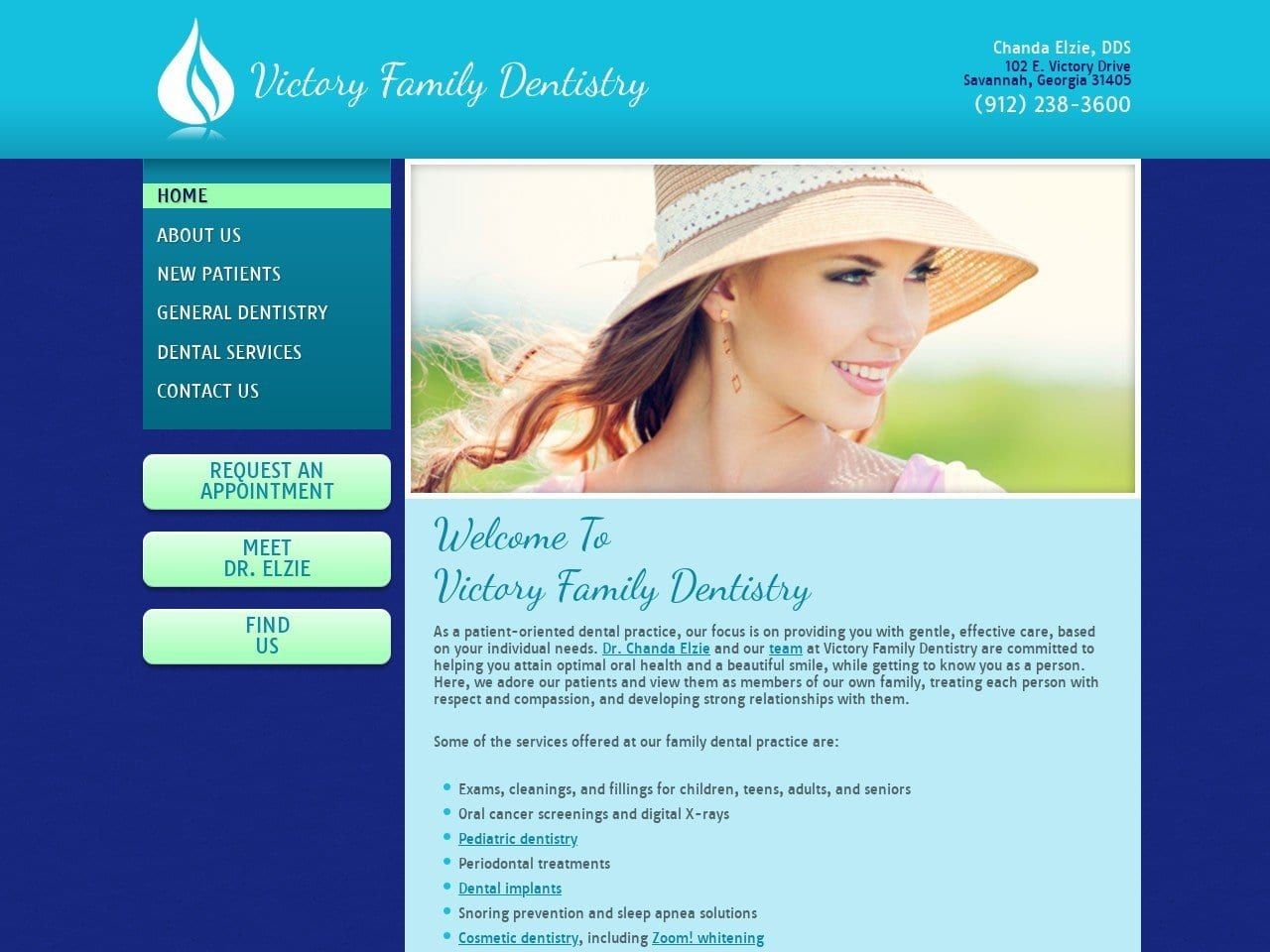 Victory Family Dentistry Chanda Elzie DDS Website Screenshot from victoryfamilydentistry.com