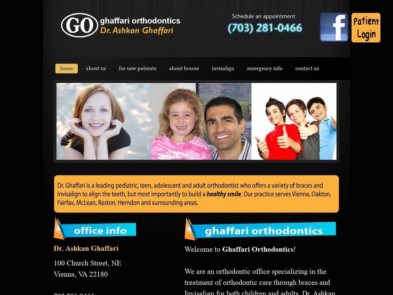 Dr. Ashkan Ghaffari DDS Orthodontist Website Screenshot from viennabraces.com