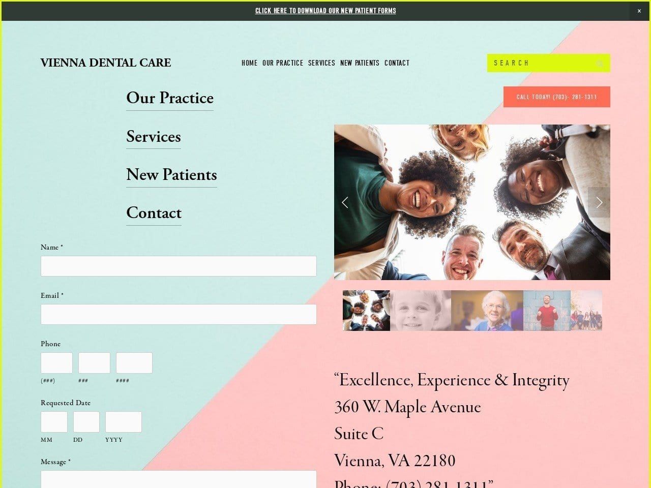 Vienna Dental Care Website Screenshot from viennadentalcare.com