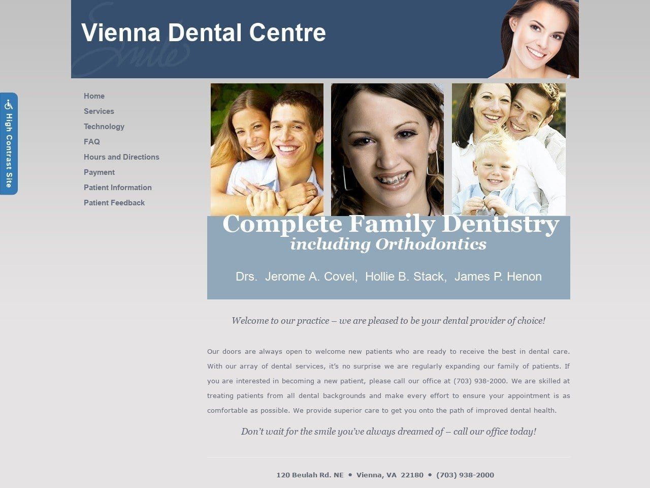 Covel Jerome Dentist Website Screenshot from viennadentalcentre.com