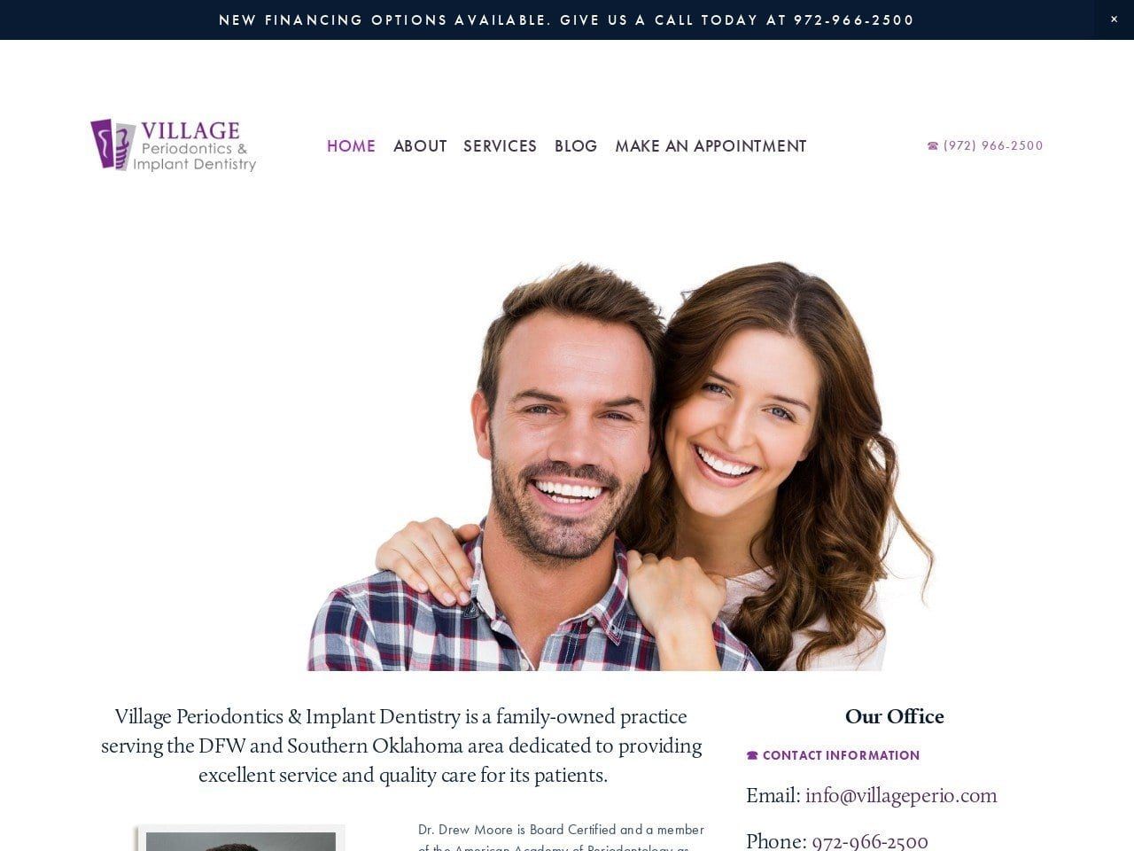 Village Periodontics Dentist Website Screenshot from villageperio.com