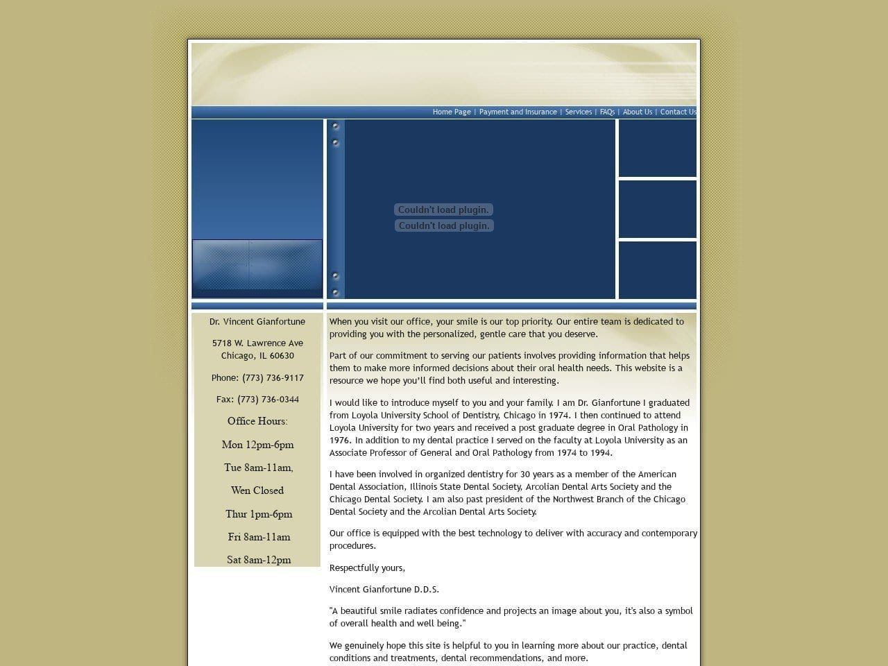 Gianfortune Vincent DDS Website Screenshot from vincentgianfortunedds.com