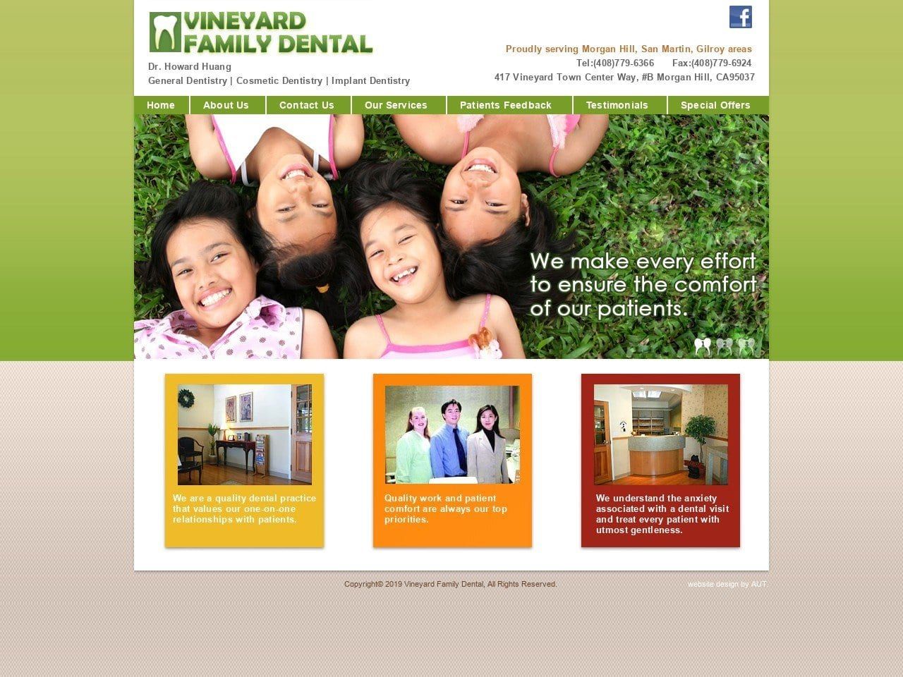 Vineyard Dental Website Screenshot from vineyarddental.com