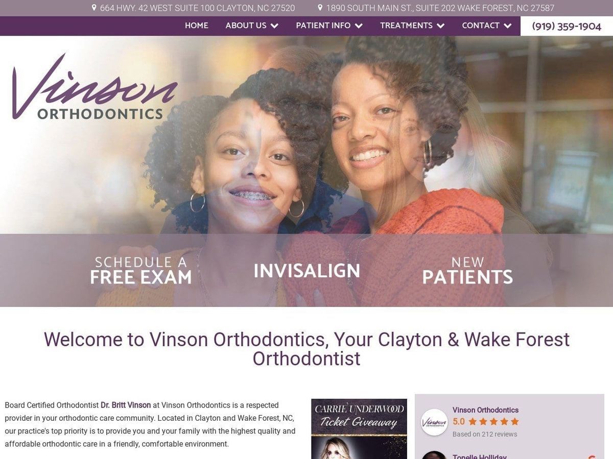 Vinson Orthodontics Website Screenshot from vinsonorthodontics.com