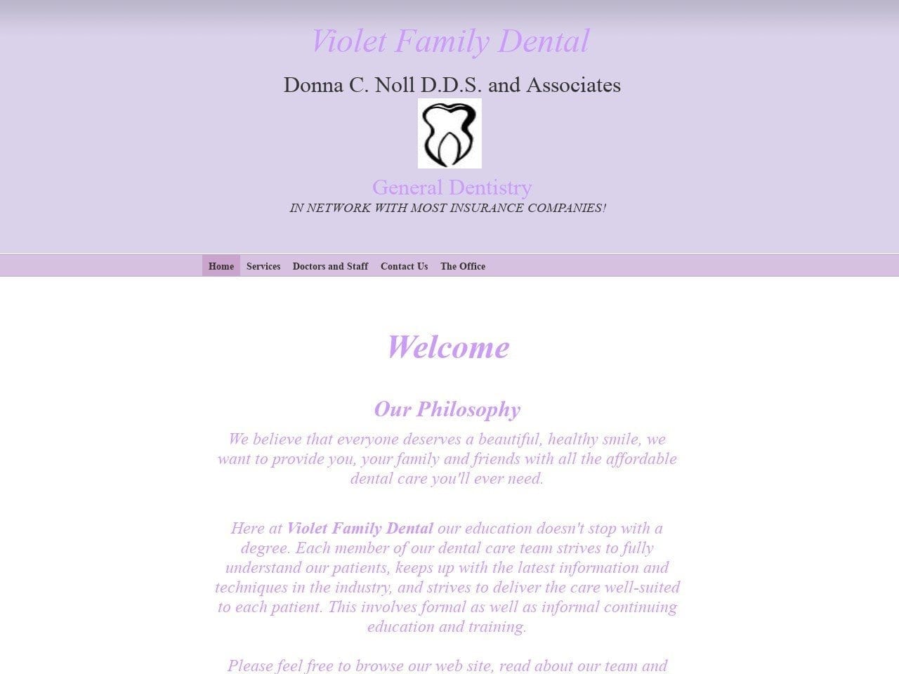 Violet Family Dental Website Screenshot from violetfamilydental.com