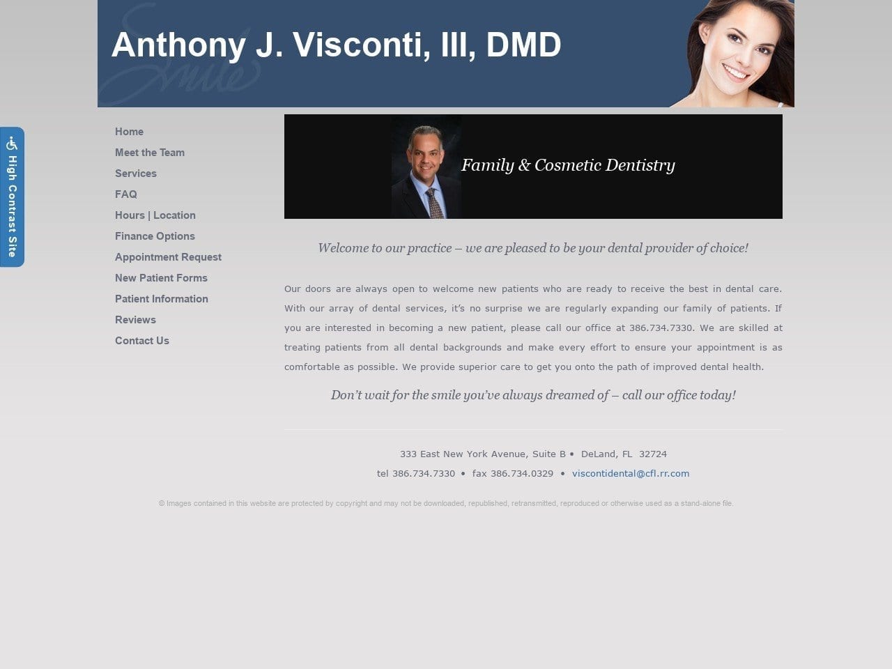 Anthony J. Visconti III DMD Website Screenshot from viscontidental.com