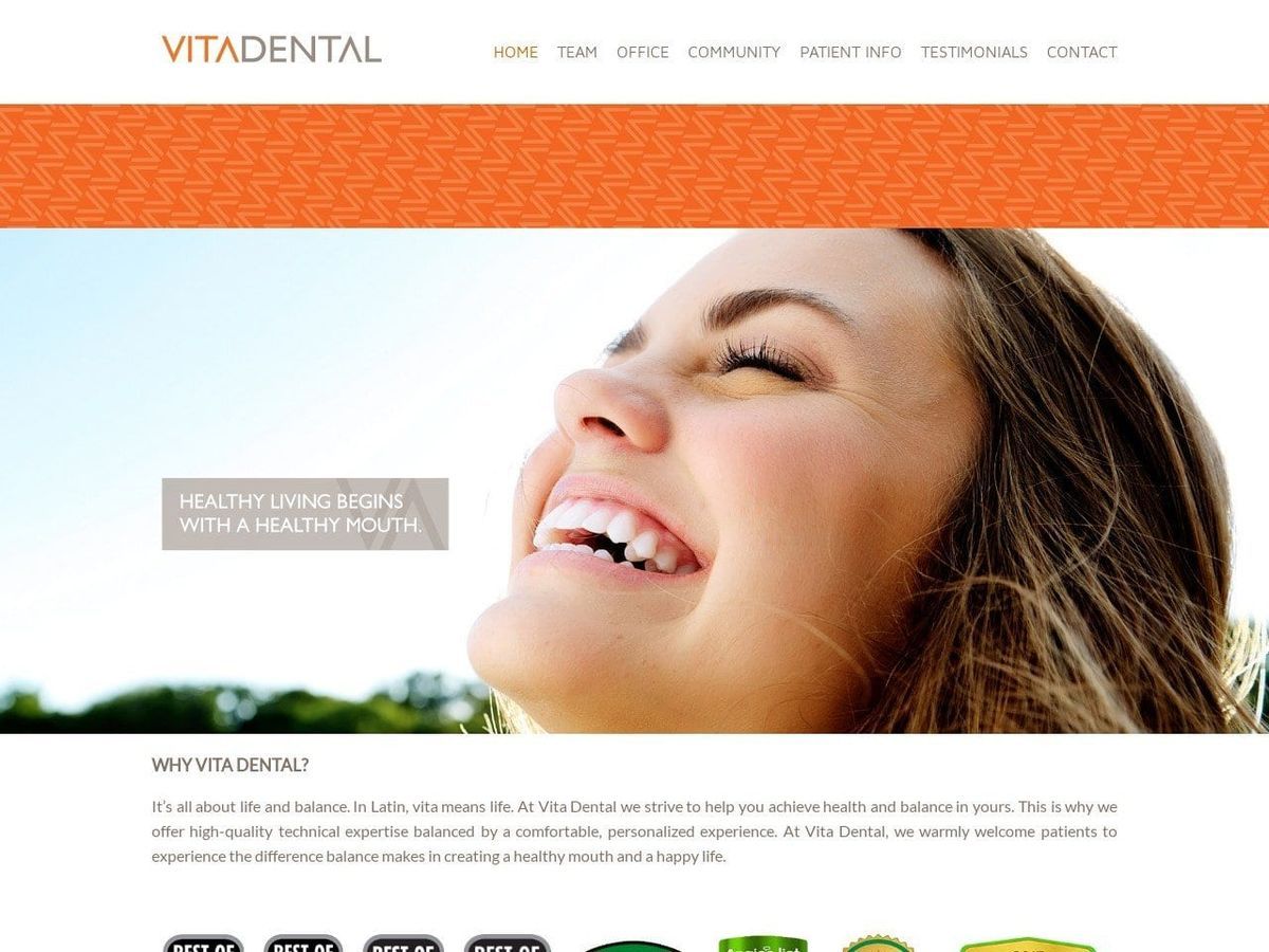 Vita Dental Website Screenshot from vitadental.com