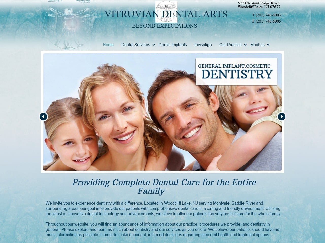 Vitruvian Dental Arts Website Screenshot from vitruviandentalarts.com