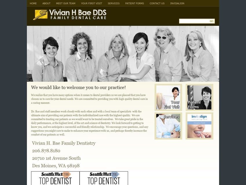 Dr. Vivian H. BAE DDS Website Screenshot from vivianbaedds.com