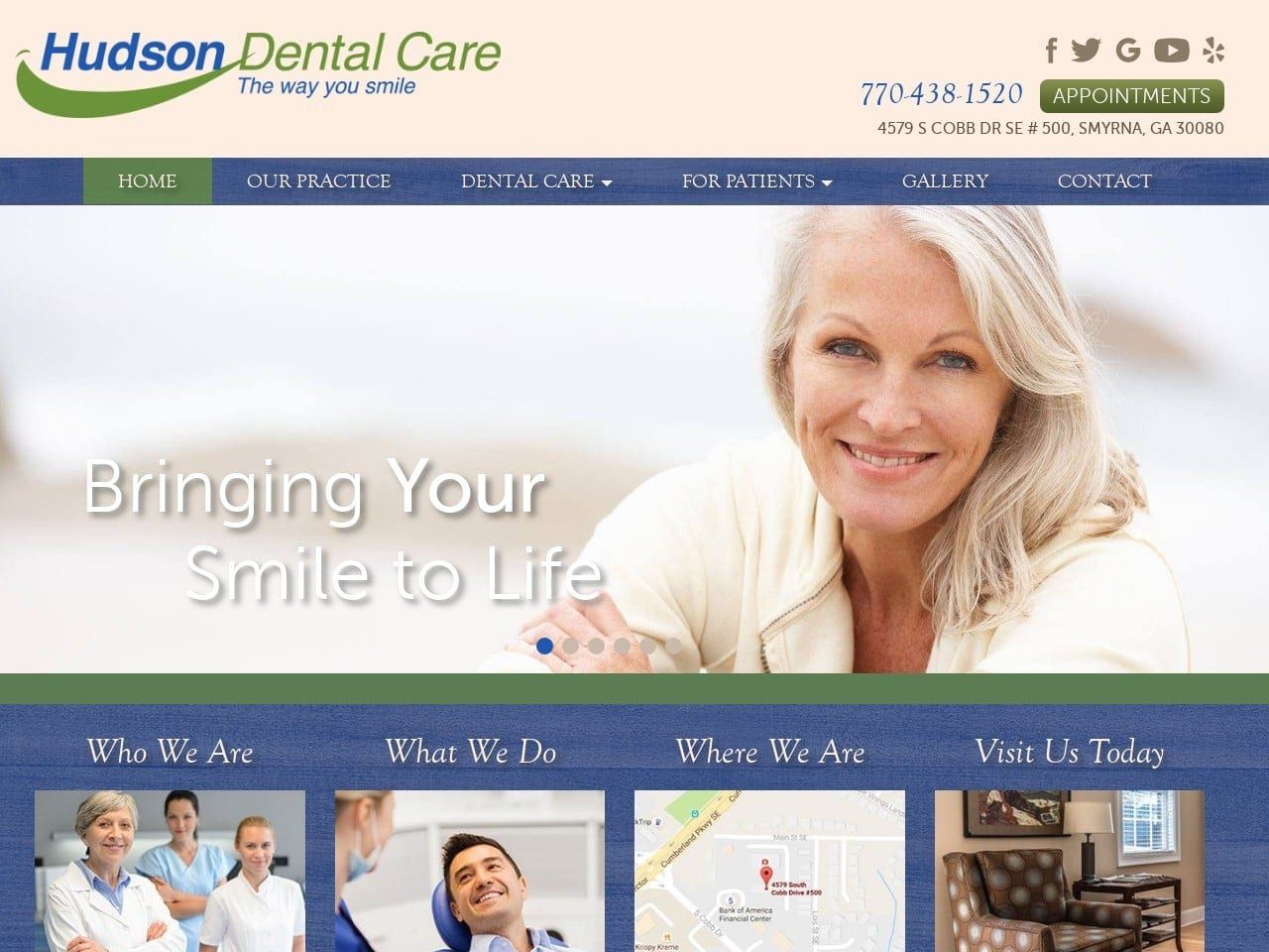 Smyrna Smiles Dental Center Website Screenshot from vivianhudsondds.com