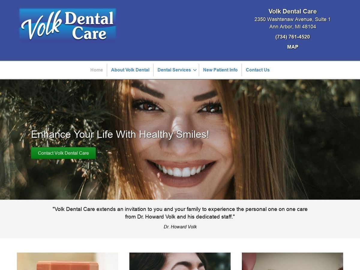 Volk Dental Care Website Screenshot from volkdentalcare.com