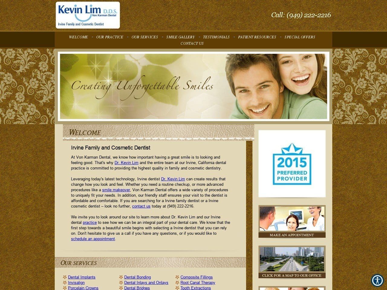 Von Karman Dental Website Screenshot from vonkarmandental.com