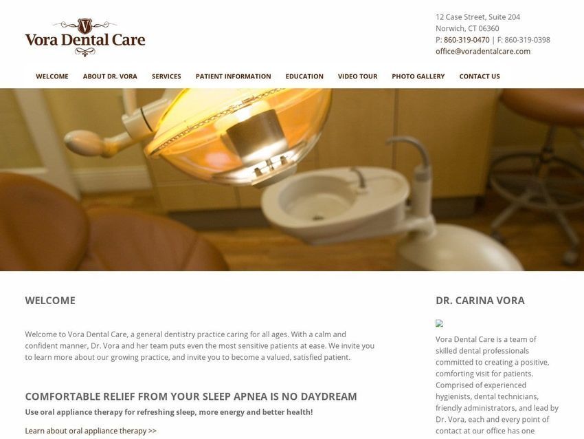 Vora Dental Care Website Screenshot from voradentalcare.com