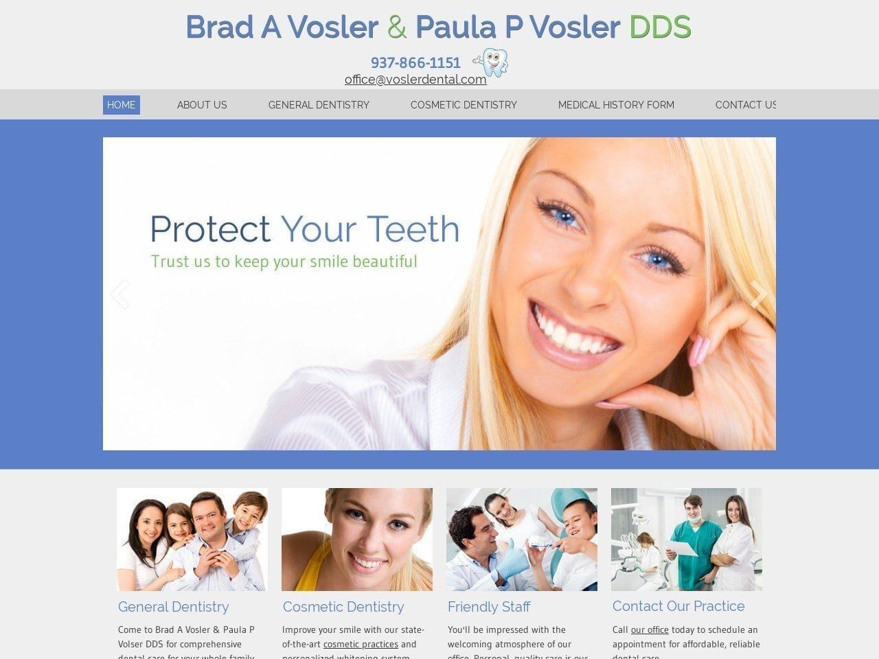 Vosler Dental Office Website Screenshot from voslerdental.com