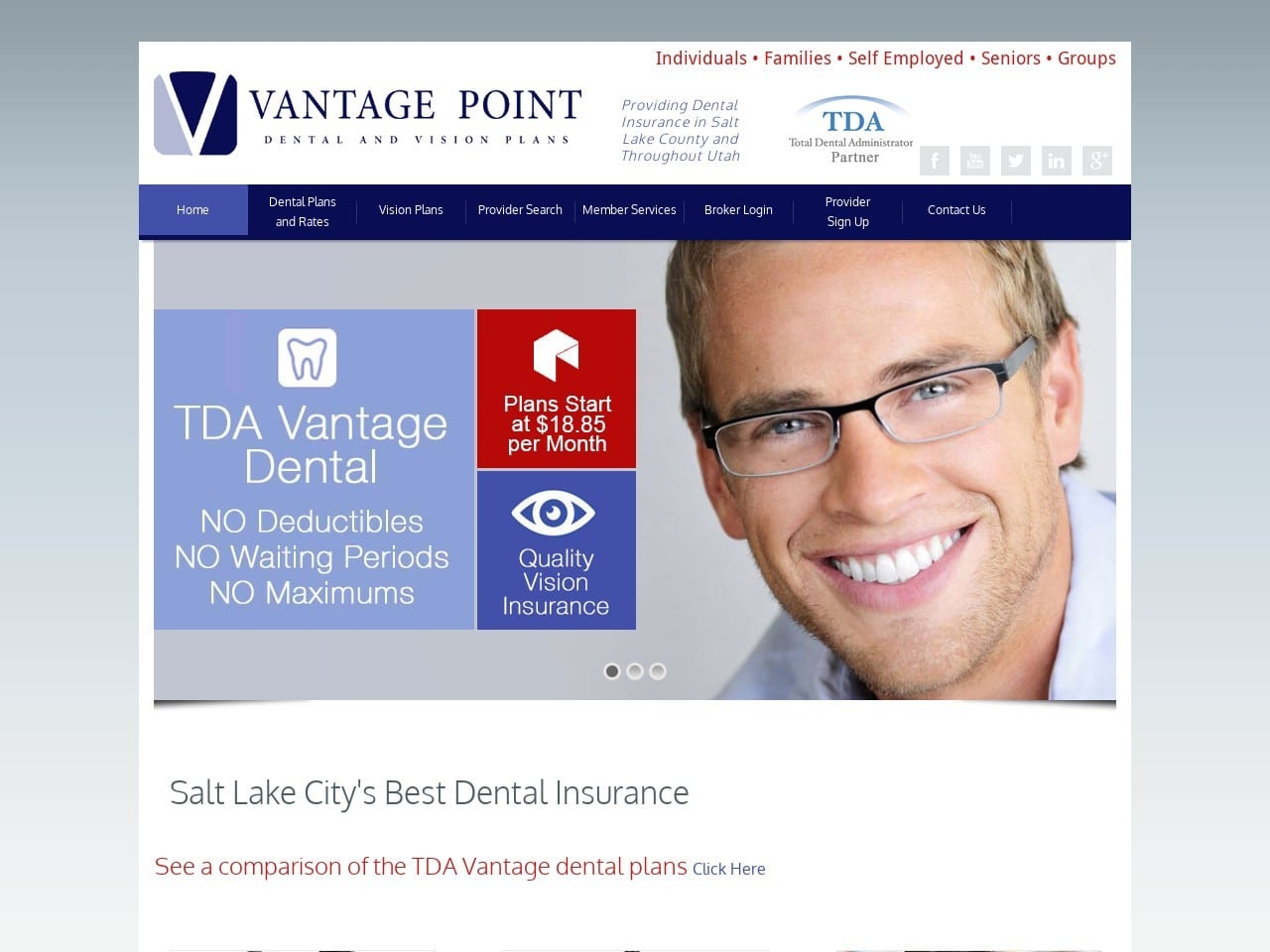 Vantage Point Dental Plans Website Screenshot from vpdental.com