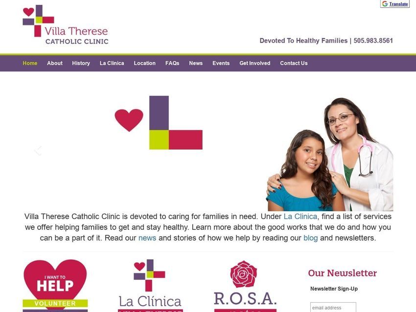 Villa Therese Catholic Clinic Website Screenshot from vtccsf.org