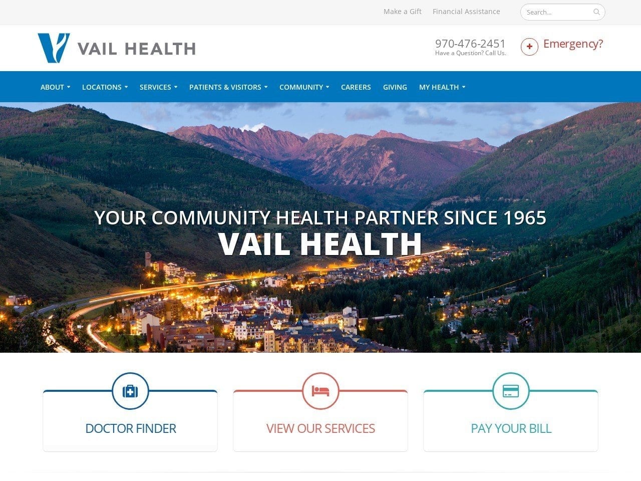 Vail Valley Medical Center Website Screenshot from vvmc.com