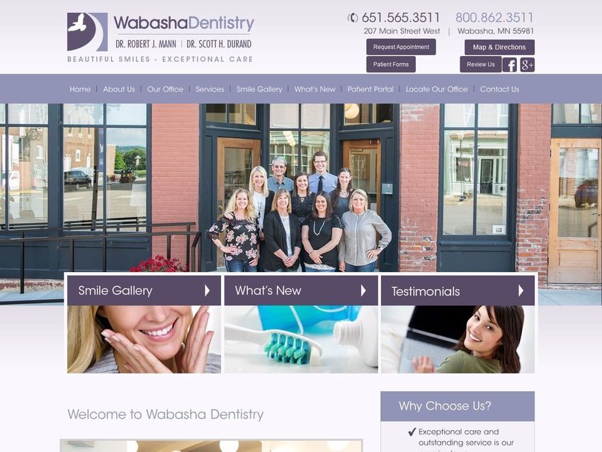 Wabasha Dentist Website Screenshot from wabashadentistry.com